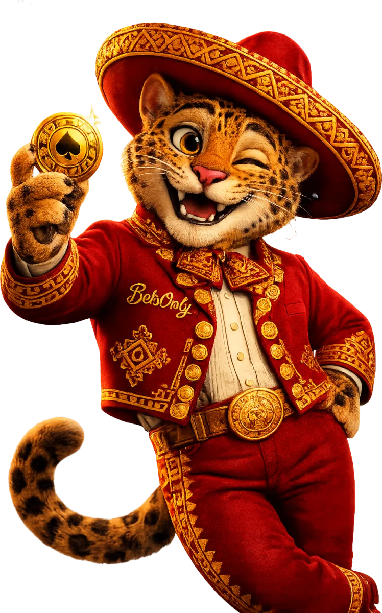 Don Beto, la mascota jaguar de BetsOnly, vestido de charro