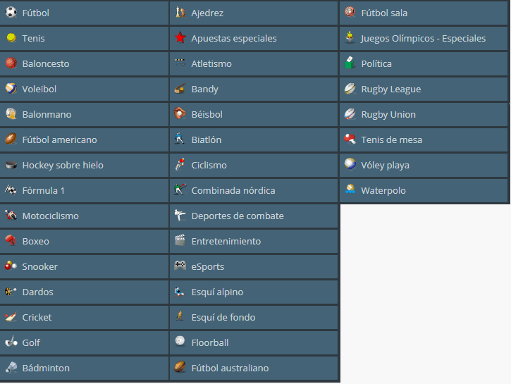 Sportingbet México con 35 categorías deportivas