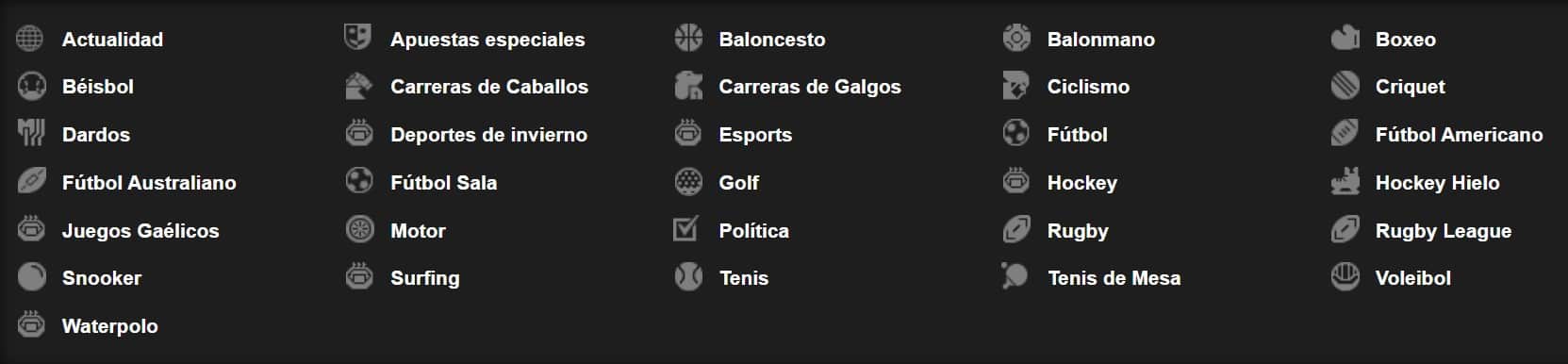 betfair apuestas deportivas categorias