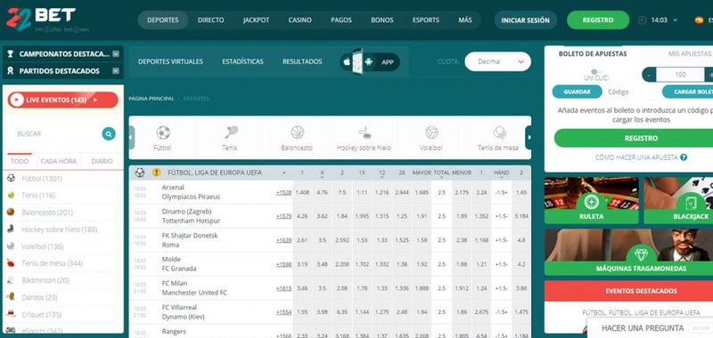 22bet apuestas vivo